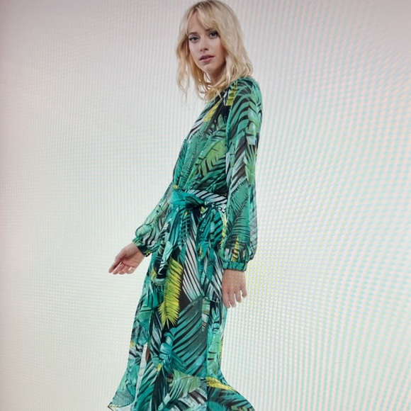 NWT Tropical Green WHY Wrapped Skirt and bodysuit Set XL - Picture 2 of 15